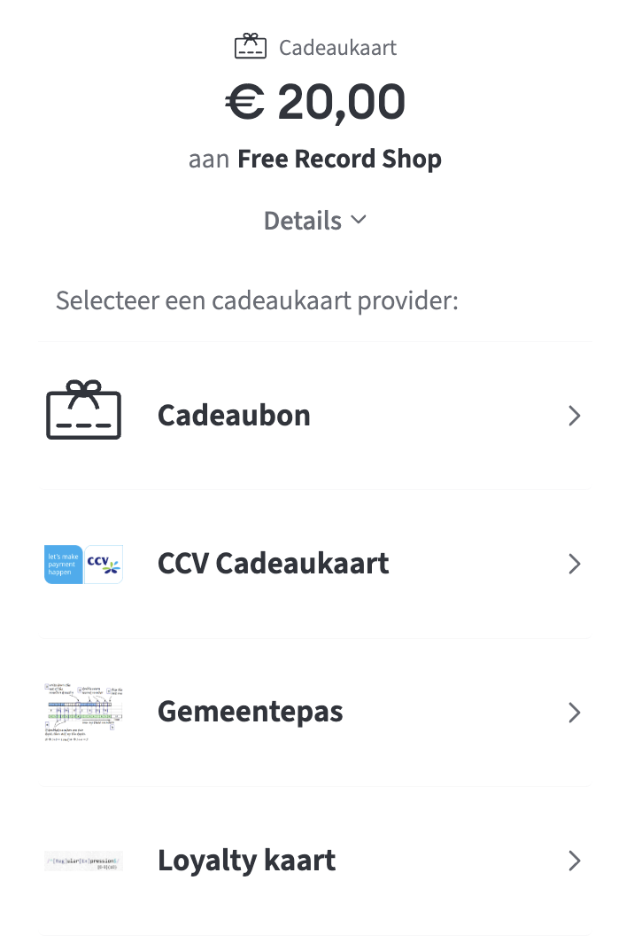 Customer selects Gift Card for Partial Payment