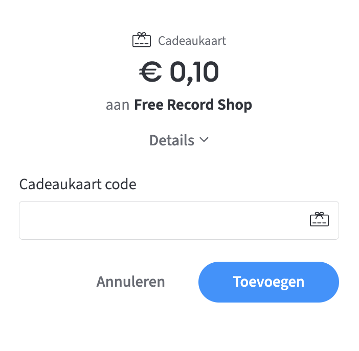 Customer selects Gift Card Brand and enters the code