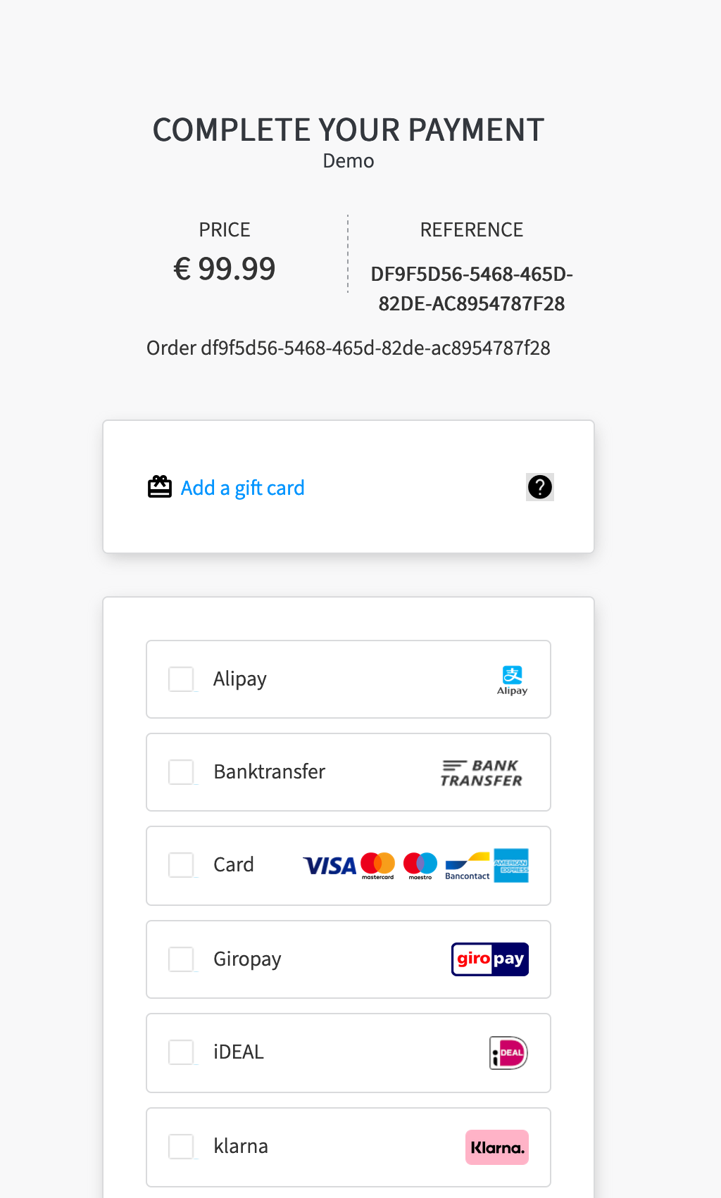 Landingpage with Gift Partial Payment