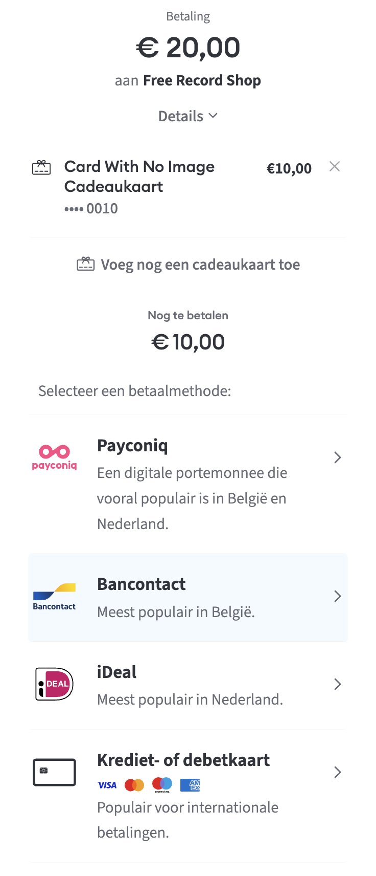 Customer selected payment method to complete payment
